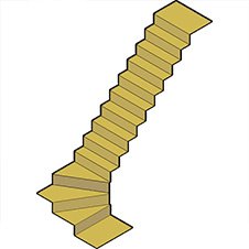 階段形状　曲がり階段（下3段曲がり）